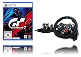 Logitech G29 Driving Force Gaming Rennlenkrad, Lenkbereich, Racing Leder-Lenkrad, Verstellbare Edelstahl Bodenpedale, für PS5, PS4, PC, Mac - Schwarz + Gran Turismo 7 Standard Edition [PlayStation 5
