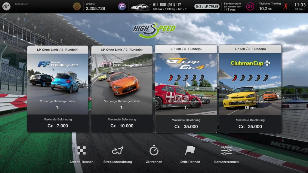 Gran Turismo 7 Update 1.08 Menü