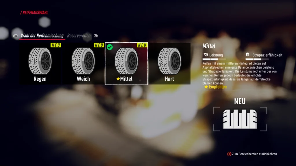 Die verschiedenen Reifenmischungen bei DiRT Rally 2.0 sorgen für eine zusätzliche taktische Komponente – gleiches gilt für die Entscheidung, ob und wie viele Ersatzreifen man im Hinblick auf das Gewicht mitnimmt.